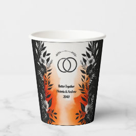 Dramatische Hochzeit mit schwarzem Orangen Pappbecher