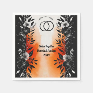 Dramatische Hochzeit mit schwarzem Orangen Serviette