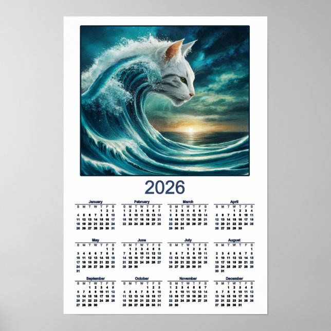 Dramatische Katze und Ozean 2026 Poster (Vorne)