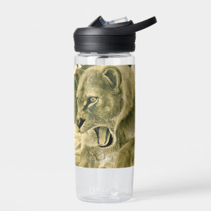 Dramatische Löwinnen-Safari-Wildnis-Kunst Trinkflasche