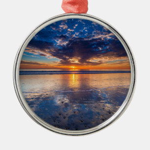 Dramatische Meereslandschaft, Sonnenuntergang, CA Ornament Aus Metall