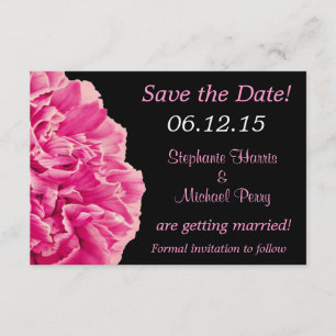Dramatische rosa Pfingstrose Save-the-Date-Hochzei Einladung