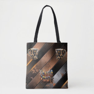 Dramatische Schwarz-Kupfer-Tool-Tasse Schulter Tas Tasche