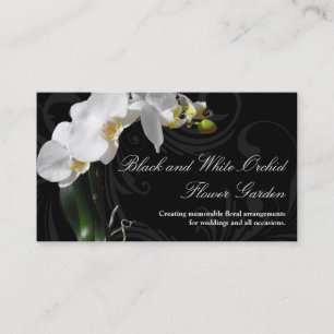 Dramatische schwarze und weiße Orchideenblüte mit  Visitenkarte