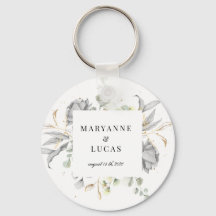dramatische Silberblumen-Monogramm-Hochzeit