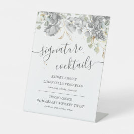 dramatische Silbergold Blumencocktail signieren Sockelschild