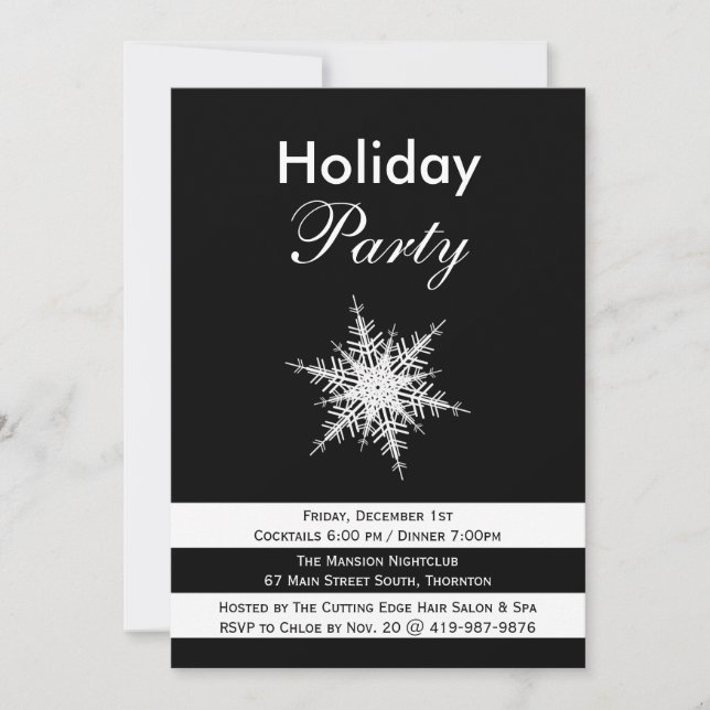 Dramatische Snowflake Corporate Holiday Party einl Einladung (Vorderseite)