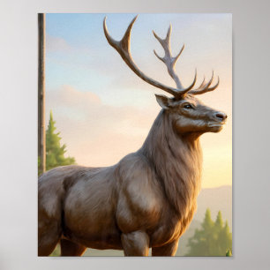 Dramatische Tierkunst: Robuste Rentierporträt Poster