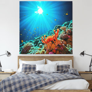 Dramatische Unterwasser-Sonnenstrahl-Kunst Leinwanddruck