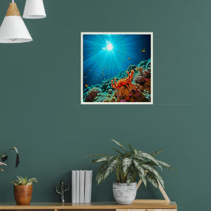 Dramatische Unterwasser-Sonnenstrahl-Kunst Poster