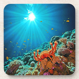 Dramatische Unterwasser-Sonnenstrahlen-Kunst Getränkeuntersetzer