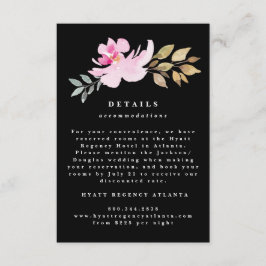 Dramatische Watercolor Florals Hochzeitsdetails Begleitkarte