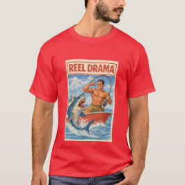Dramatischer Angelkampf mit Haien | Lustiges Retro T-Shirt