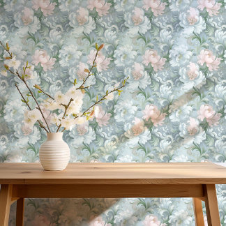 Dramatischer Barock floraler Silber Soft Pink V1 I Tapete