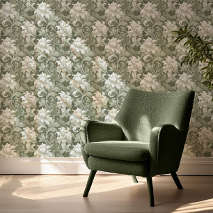Dramatischer Barockblumenparcours Green V2 ID1050 Tapete