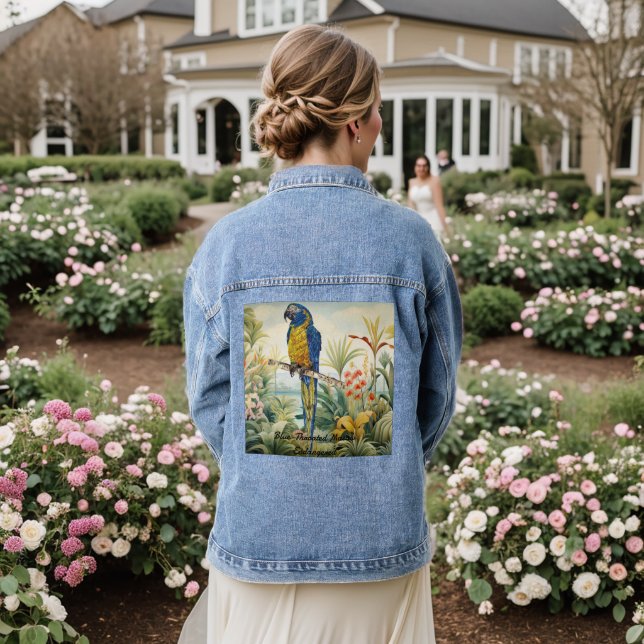Dramatischer Blauer gegossener handgemälzter Maka Jeansjacke (Hochzeit Rückseite)