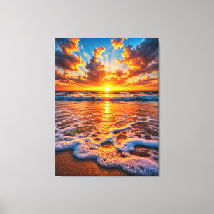 Dramatischer goldener Ozean-Sonnenuntergang - Kino Leinwanddruck