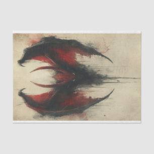 Dramatischer Gotischer Drache in Schwarz und Rot Seidenpapier