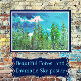 Dramatischer Himmel mit Pinienwald Fotodruck