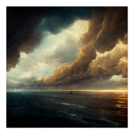 Dramatischer Himmel über der Meereslandschaft Poster
