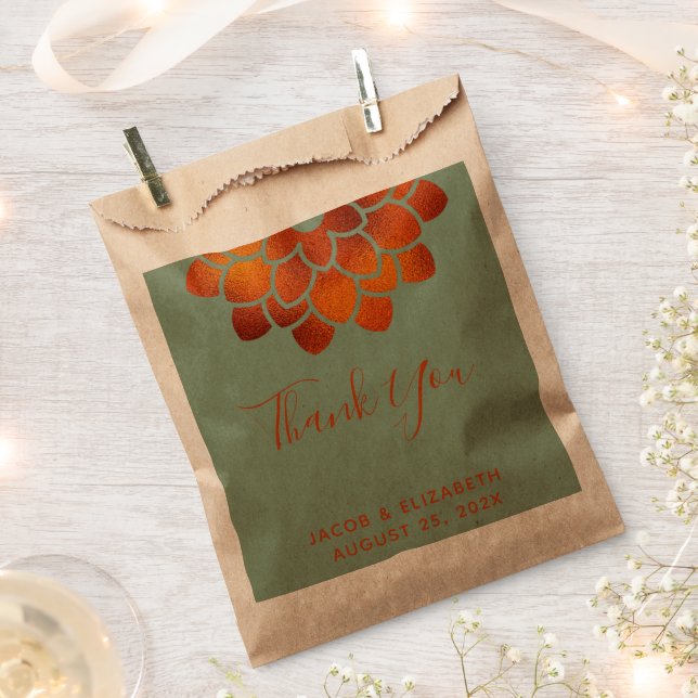 Dramatischer Kupferstich - Blume auf Grün Danke Geschenktütchen (Ausgeschnitten)