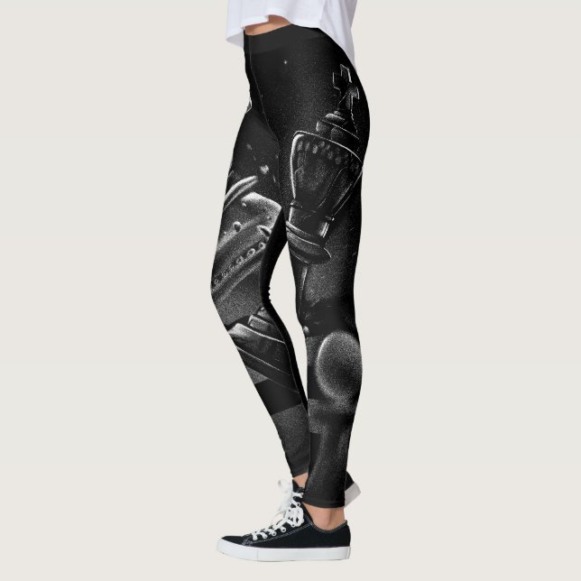 Dramatischer Schachkampf - Ritter gegen Pferd Leggings (Links)