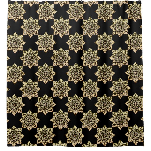 Dramatischer Schwarz-Gold-Duschvorhang Duschvorhang (Vorderseite)