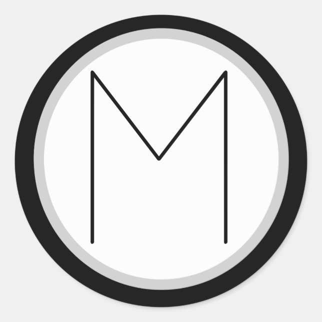 Dramatischer Schwarzweiß-Mit Monogramm M Rundaufkl Runder Aufkleber (Vorderseite)