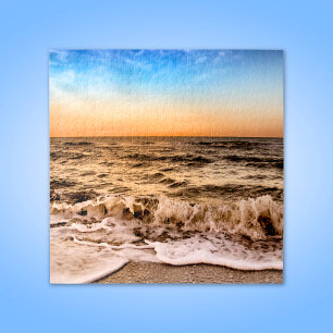 Dramatischer Sonnenuntergang Strandwellen Neapel