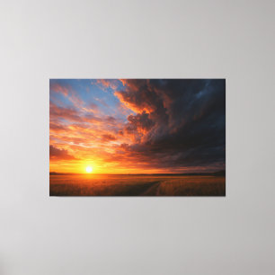 Dramatischer Sonnenuntergang und Wolken über golde Leinwanddruck