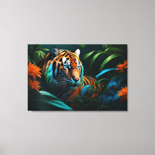 Dramatischer Tiger im Dschungel Leinwanddruck