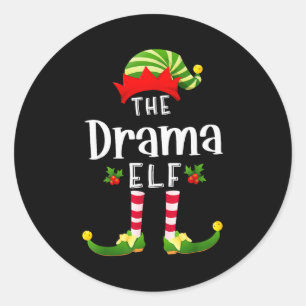 Dramatischer Weihnachtself passendes Pyjama X-mas- Runder Aufkleber
