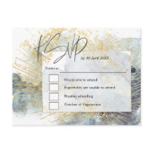 Dramatisches Blue Ombre Wasserfarben Gold Wedding