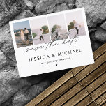 Dramatisches Drehbuch 4 FotoCollage Save the Date Postkarte<br><div class="desc">Überraschen Sie Ihre Freunde und Familie mit diesen eleganten Postkarten mit 4 individuellen Fotos und Texten Ihrer Wahl. Fügen Sie einfach Ihre eigenen Informationen und Bilder hinzu,  indem Sie auf "Personalisieren" klicken.</div>