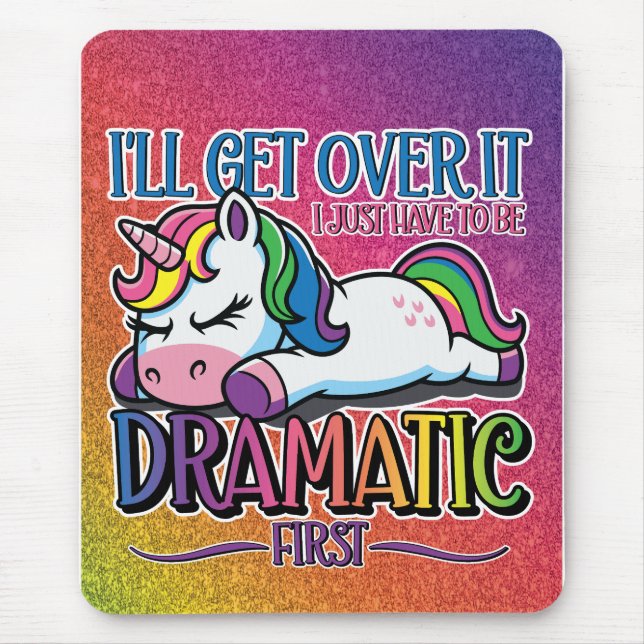 Dramatisches Einhorn - Funkelnder Regenbogen Mousepad (Vorne)