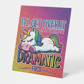 Dramatisches Einhorn - Funkelnder Regenbogen Sockelschild