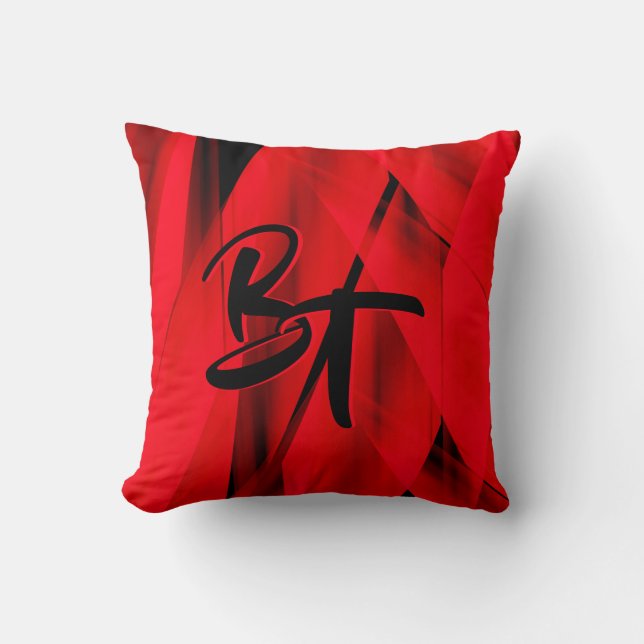 Dramatisches Elegantes Rotes Schwarzes Abstrakt Mi Kissen (Vorderseite)