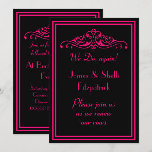 Dramatisches Hot Pink und Black Wedding Vows Erneu Einladung