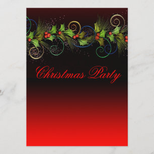 Dramatisches Red Holly Corporate Weihnachtsfest-Pa Einladung