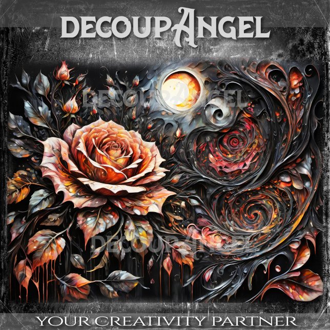 Dramatisches Rose-Gemälde - Dekoupage- Seidenpapier (Von Creator hochgeladen)