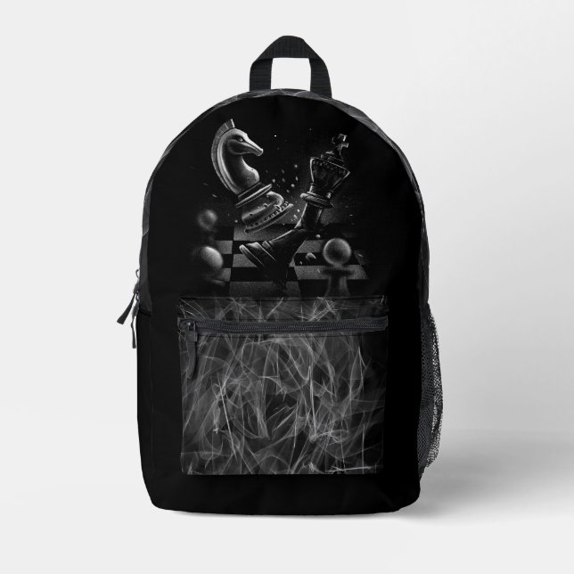 Dramatisches Schach-Monochrom Bedruckter Rucksack (Vorderseite)