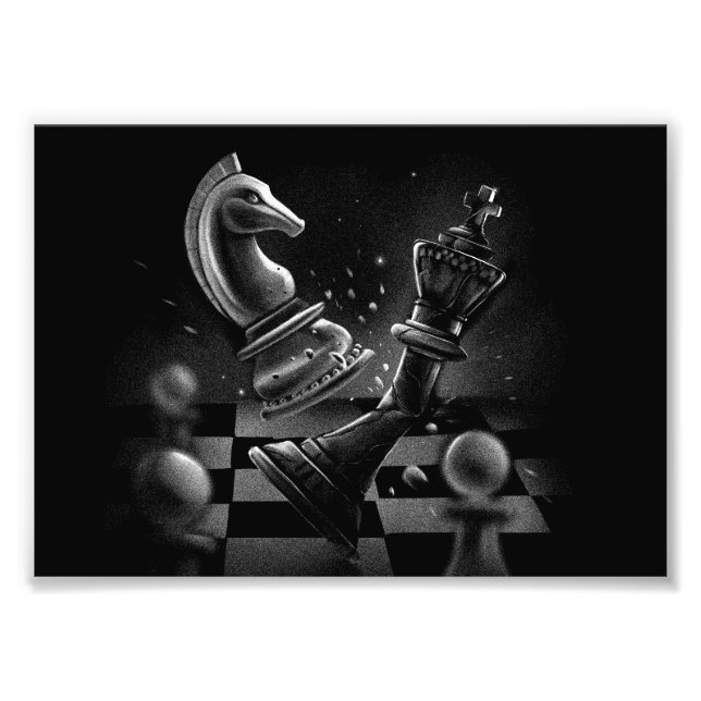 Dramatisches Schach-Monochrom Fotodruck (Vorne)