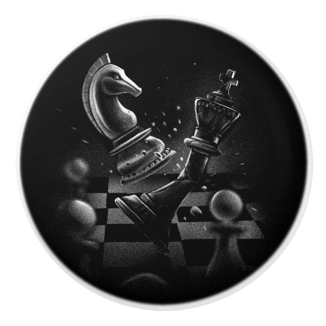 Dramatisches Schach-Monochrom Keramikknauf (Vorderseite)