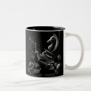Dramatisches Schach-Monochrom Zweifarbige Tasse