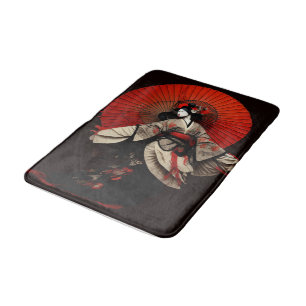 Dramatisches Schwarz-Rot-Kabuki-Theater Badematte