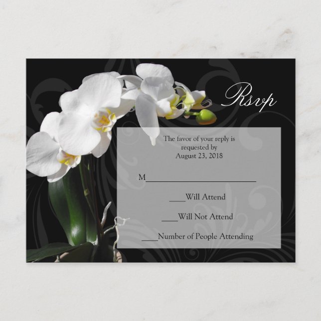 Dramatisches Schwarz-Weiß-Orchid-UAWG Postkarte (Vorderseite)