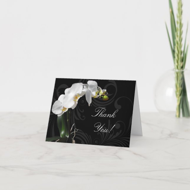 Dramatisches Schwarz-Weiß-Orchid Vielen Dank Karte (Vorderseite)