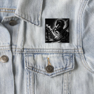 Dramatisches Schwarzes Pferd gegen König - kühne S Button