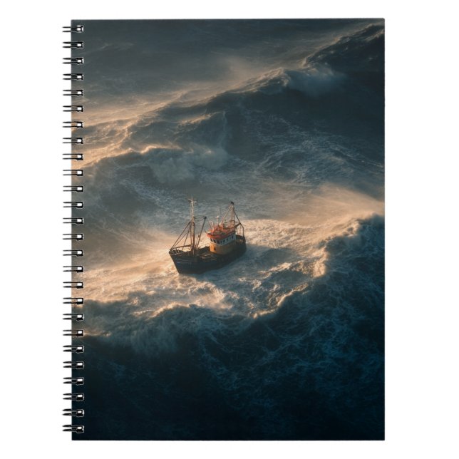 Dramatisches Stormy Sea Ship-Notebook Notizblock (Vorderseite)