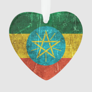 Drapeau âgé et rayé de cru de l'Ethiopie